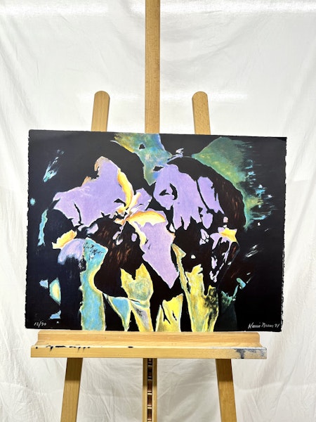 "Blommor" Litografi av Karin Broos. 65x50 cm. Nr 12/90