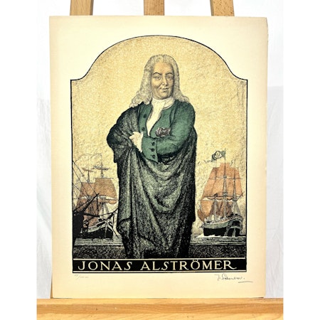 "Jonas Almströmer" Grafisk blad av Thorsten Schonberg ur mappen "Svenska Stormän". Nr 44/100 40x52 cm