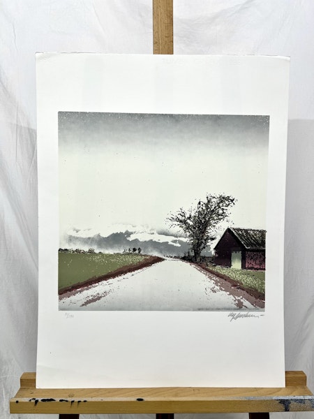 Litografi av Ulf Onsberg. 47,5x63 cm. Nr 31/190