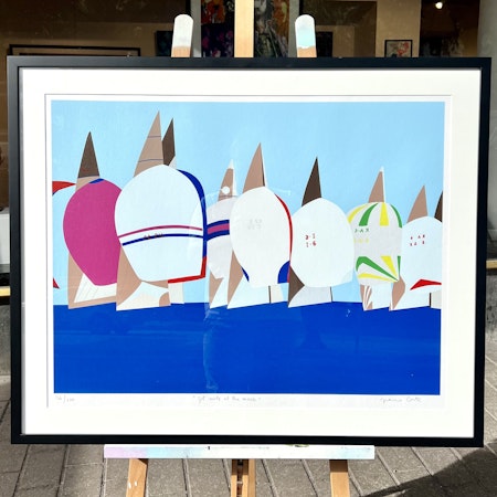 "Get inside at the mark" Serigrafi av Franco Costa. 93x68 cm.