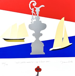 "150th Jubilée america's cup in Cowes, 2001" Serigrafi av Franco Costa. 70x70cm.