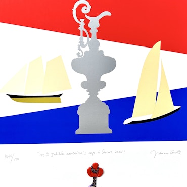 "150th Jubilée america's cup in Cowes, 2001" Serigrafi av Franco Costa. 70x70cm.