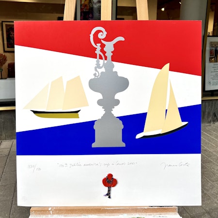 "150th Jubilée america's cup in Cowes, 2001" Serigrafi av Franco Costa. 70x70cm.