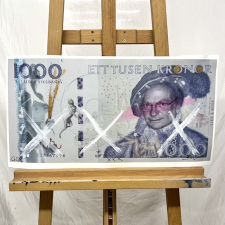 "Tusing för en tusing" Bingografi av Bingo Rimér, markerad g20. 61x33,3 cm