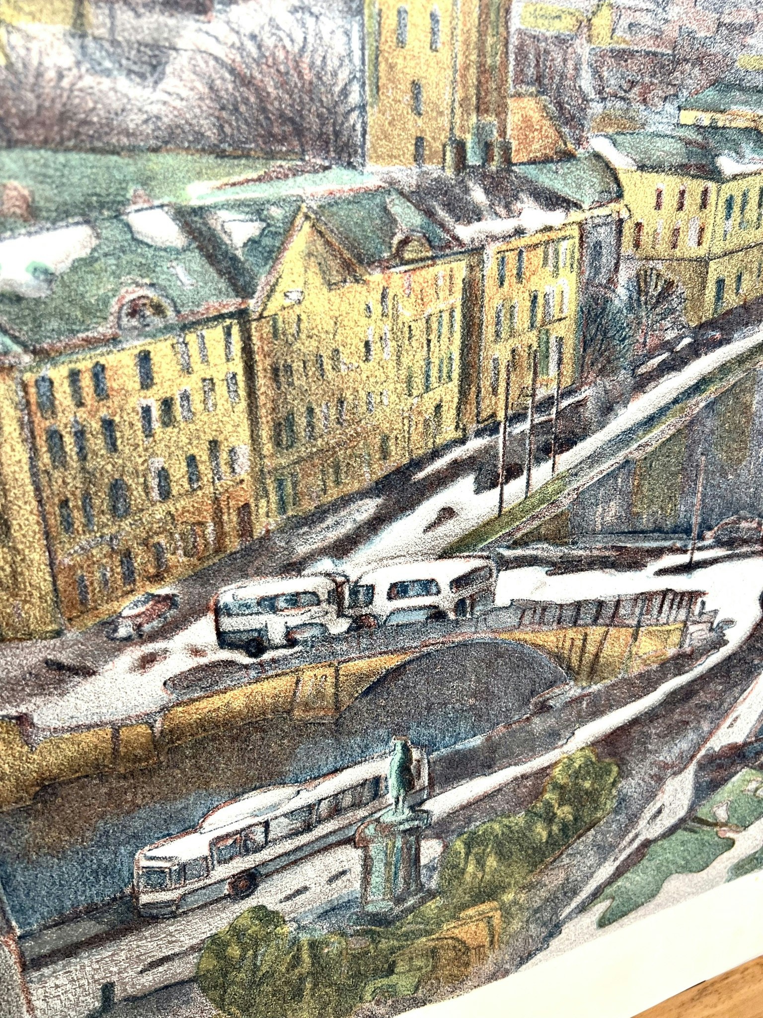 "Norra Hamngatan, Göteborg" Litografi av Bengt Andersson Råssbyn. 68x76 cm