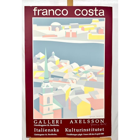 Signerad utställningsaffisch Franco Costa, ´1985. 58x88 cm