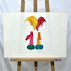 "Clowns Duel" Akvarell av Franco Costa. 70x50 cm