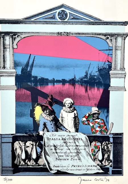 "Italiaan Stoneel" Litografi av Franco Costa. Nr 28/110. 38x53 cm