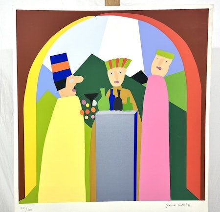 "Festicciola" Litografi av Franco Costa. ´76. XIX/XXX. 50x70 cm