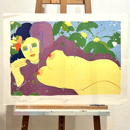 Walasse Ting, "My tits smell like peach", litografi signerad, numrerad, . 75x55cm