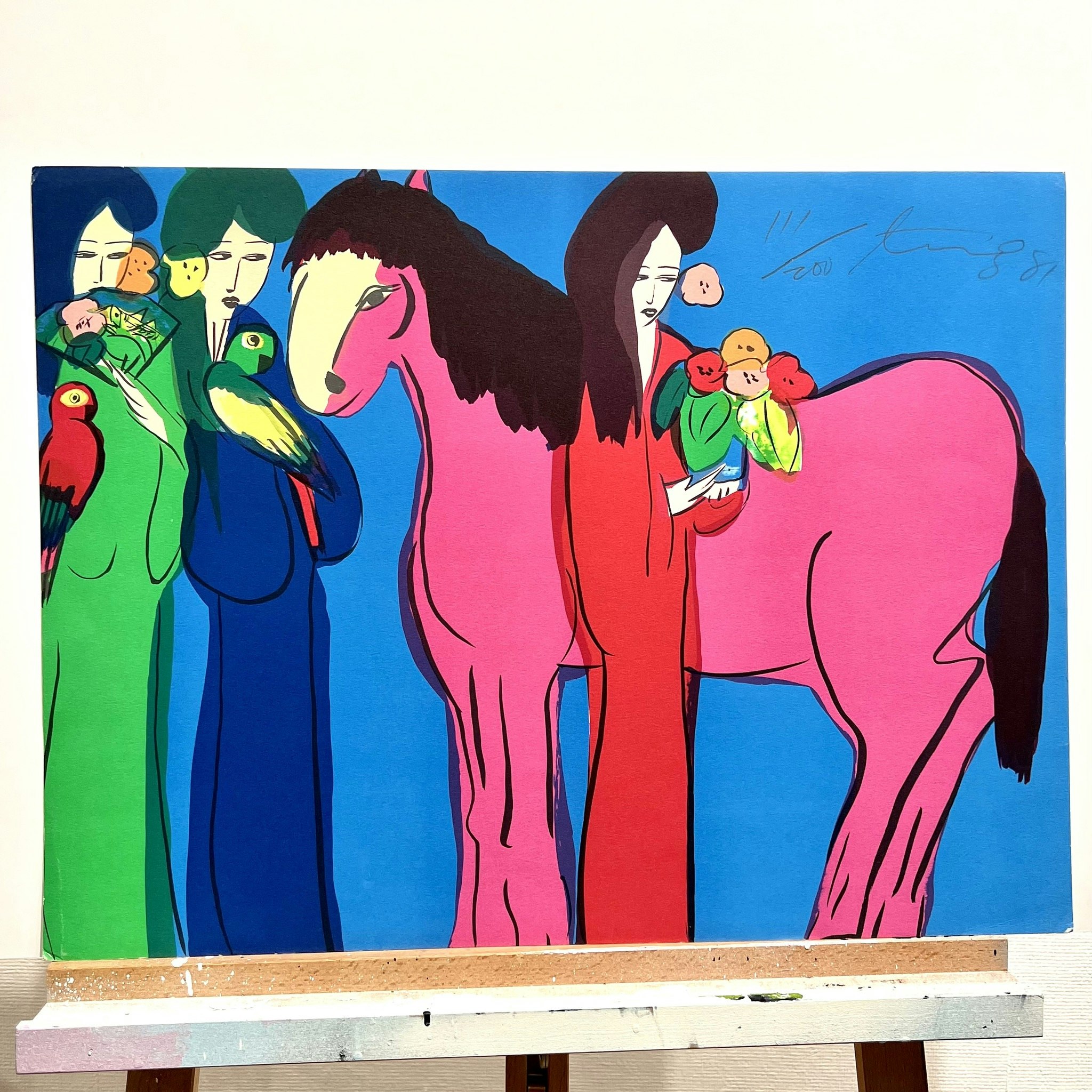 ◇希少 特大◇ walasse ting blue horse/青い馬 ポスター