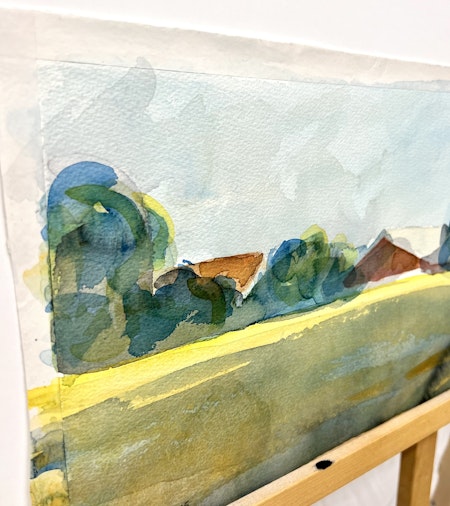 Anders Åstrand, "Grönt landskap" akvarell, signerad, daterad -05. 40,5x25,5 cm