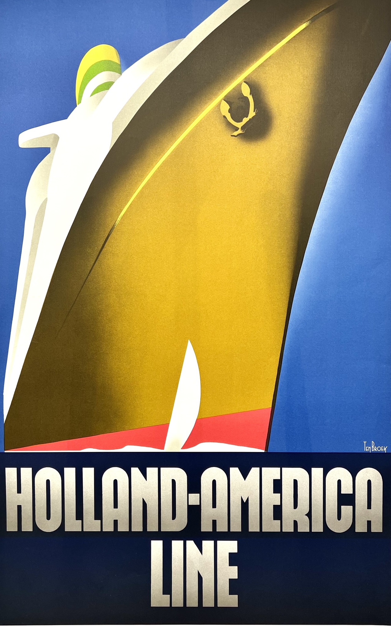 Willem Ten Broek, "Holland America Line" Grafisk affisch. Daterad 1982. 59,5x92 cm