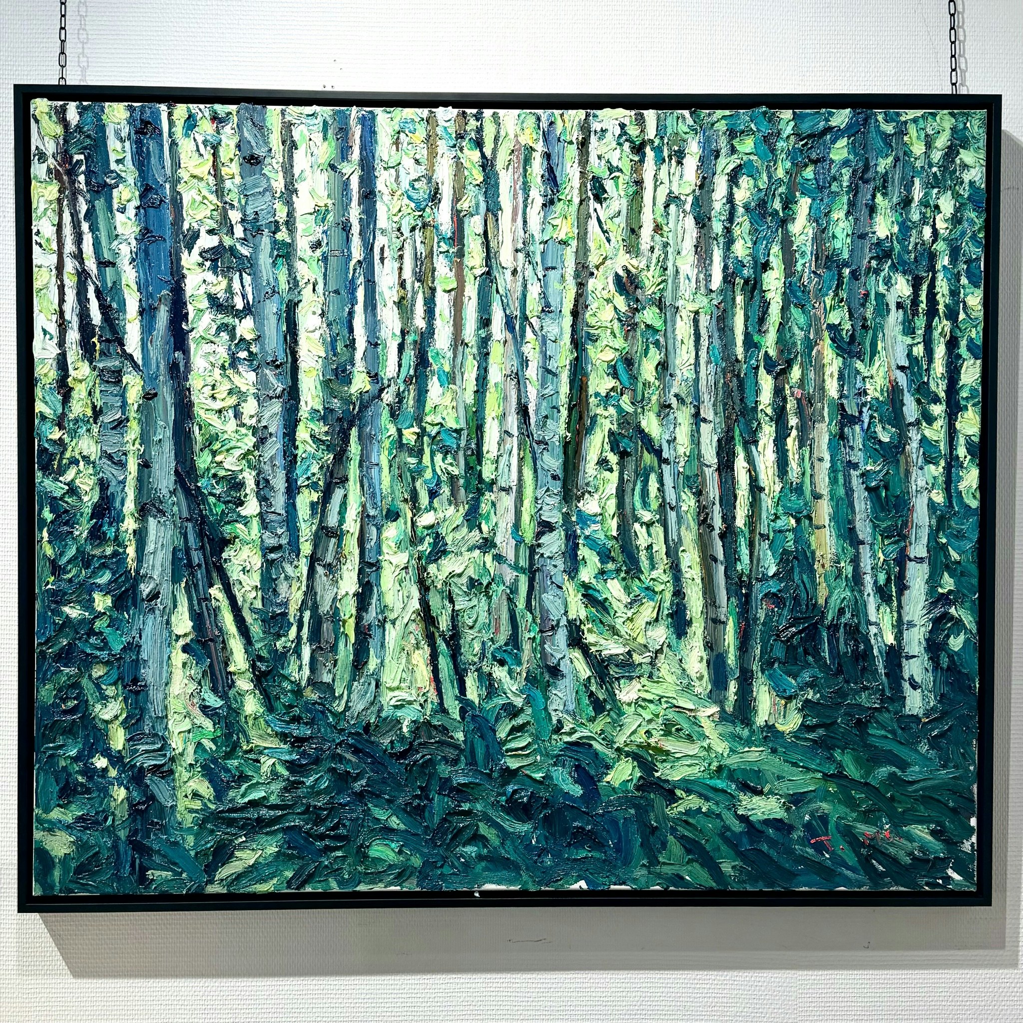 29. "Birch forest in summer" Olja på duk av John Ma. 124x103 cm