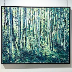 29. "Birch forest in summer" Olja på duk av John Ma. 124x103 cm