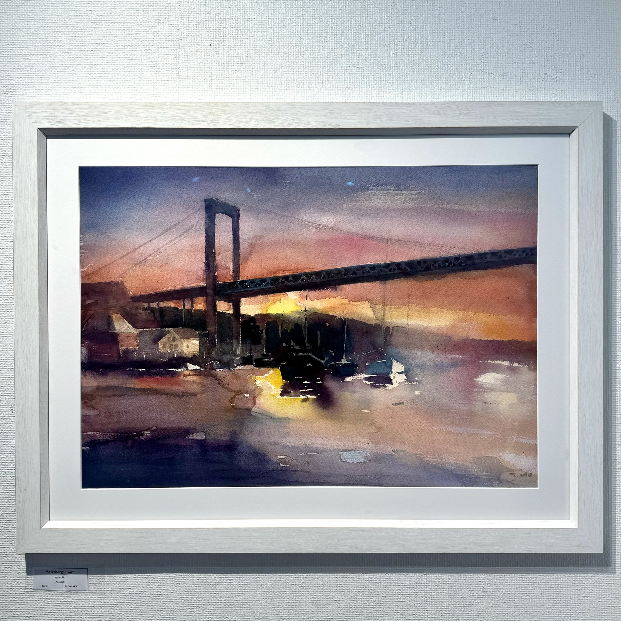 36. "Älvsborgsbron" Akvarell av John Ma. 94x72 cm