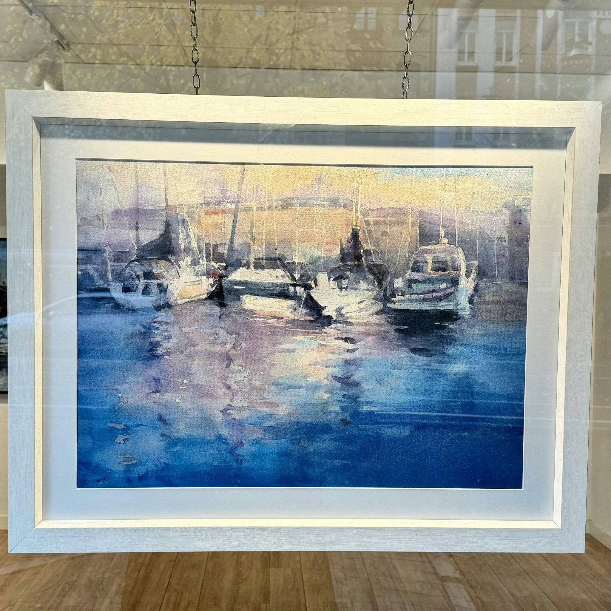 43. "Harbor" Akvarell av John Ma. 92x72 cm