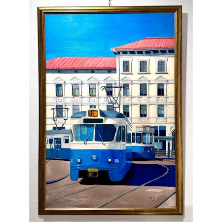 "Ett minne blått" Olja på linneduk av Elin Östberg. 120x80 cm
