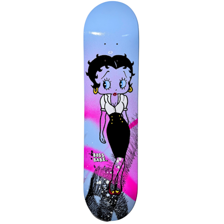 "Bossbabe Blue" Blandteknik på skateboard av Mike Blomqvist, 20x80 cm