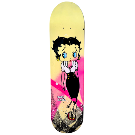 "Bossbabe Yellow" Blandteknik på skateboard av Mike Blomqvist, 20x80 cm