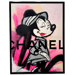 "Minnie Chanel" Blandteknik på duk av Mike Blomqvist, 63x83 cm