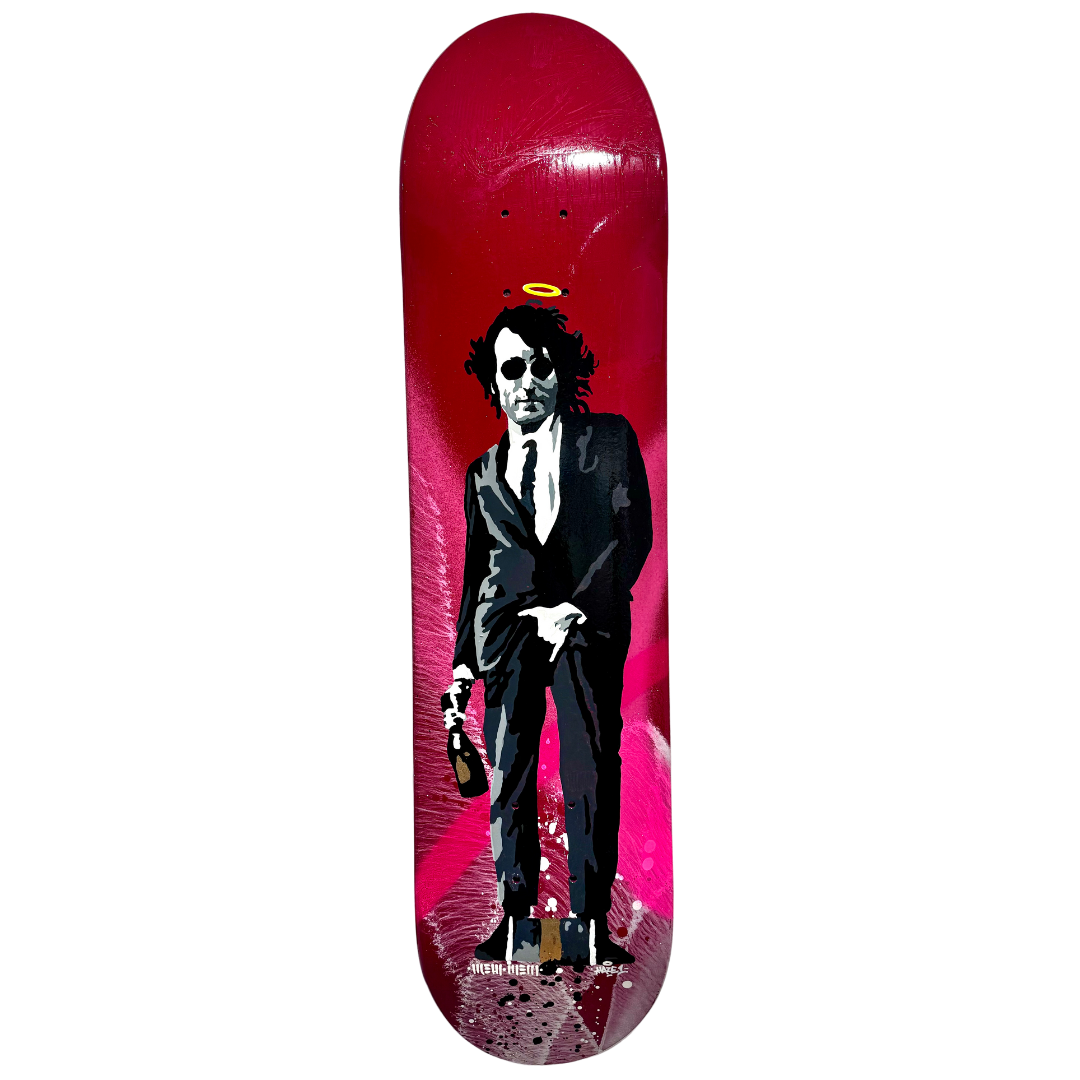 "John Lennon" Blandteknik på skateboard av Mike Blomqvist, 20x80 cm