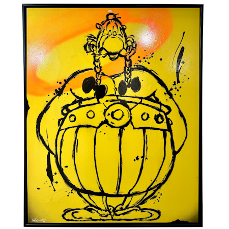 "Obelix" Blandteknik på duk av Mike Blomqvist, 82x102 cm