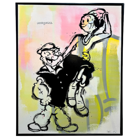 "Powercouple" Blandteknik på duk av Mike Blomqvist, 82x102 cm
