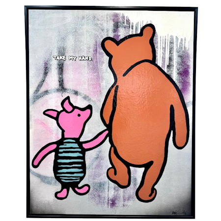 "Take my hand" Blandteknik på duk av Mike Blomqvist, 82x102 cm
