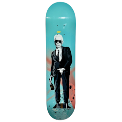 "Karl Lagerfeldt" Blandteknik på skateboard av Mike Blomqvist, 20x80 cm