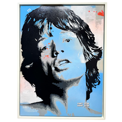 "Mick Jagger" Blandteknik på duk av Mike Blomqvist, 63x83 cm