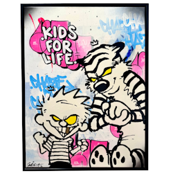 "Kids for Life" Blandteknik på duk av Mike Blomqvist, 63x83 cm