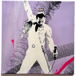 "Purple" Blandteknik på duk av Mike Blomqvist, 40x40 cm