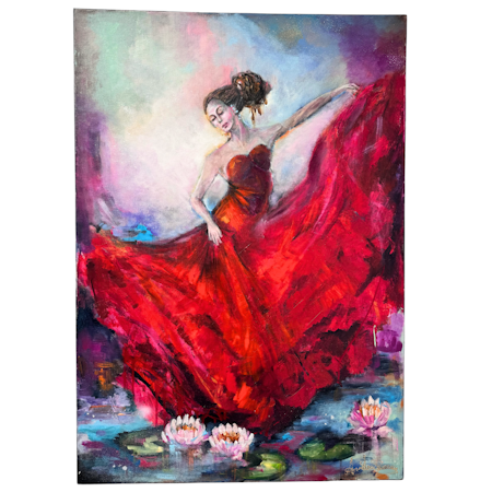 "Among water lilies" Akryl på duk av Anna-Lena Johansson. 70x100 cm