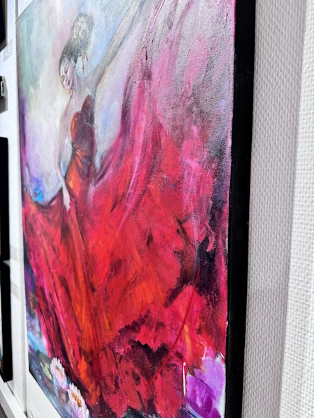 "Among water lilies" Akryl på duk av Anna-Lena Johansson. 70x100 cm