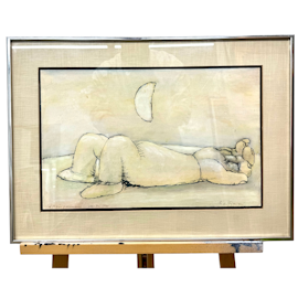 "La main Paresseuse" Pastell av André Francois. - 1970. 32,5x50 cm / 47,5x65 cm