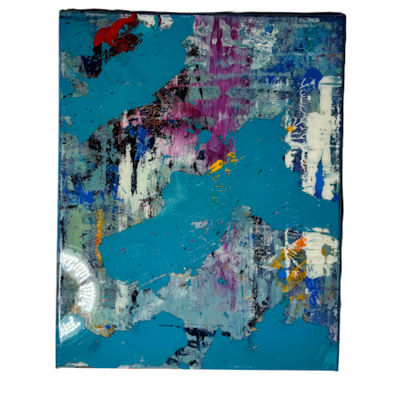 "Border on Cyan" Alberto Ramirez LEG & Jochen Vrba. Mixed media 40x50cm