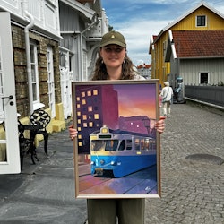 "Komplement" - Olja på linneduk av Elin Östberg, 50x70 cm
