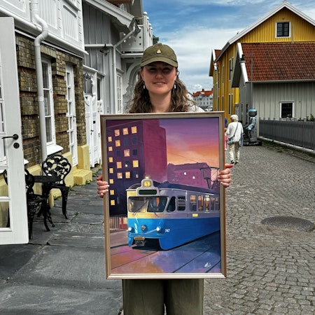"Komplement" - Olja på linneduk av Elin Östberg, 50x70 cm
