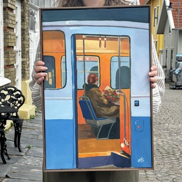 "Dröm eller längtan" - Olja på linneduk av Elin Östberg, 40x60 cm