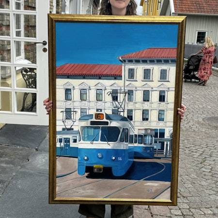 "Ett minne blått" Olja på linneduk av Elin Östberg. 120x80 cm