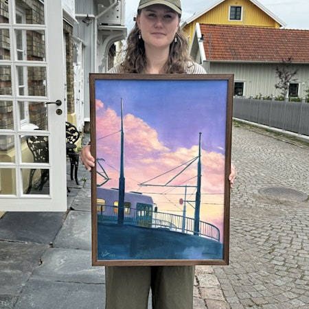 "Ändhållplats" Olja på bomullscanvas av Elin Östberg. 70x50 cm