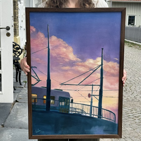 "Ändhållplats" Olja på bomullscanvas av Elin Östberg. 70x50 cm