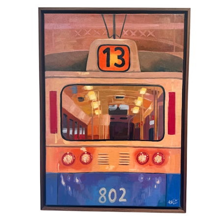 "Linje 13" Olja på linneduk av Elin Östberg. 54x74 cm