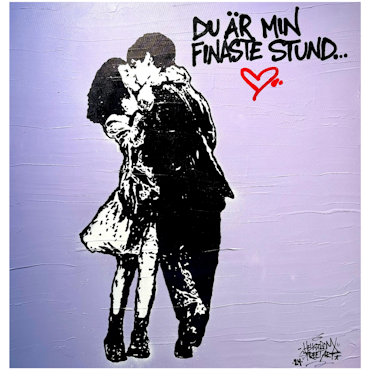 "Du är min finaste stund" Blandteknik på duk av Hellstrom Street Art 80x80 cm