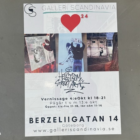 Utställningsaffisch Hellstrom Street Art, Göteborg 2024. 50x70 cm