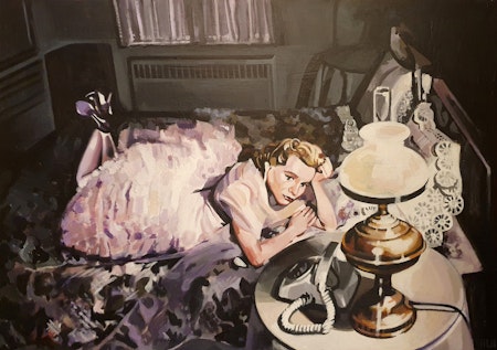 Should I stay or should I go? - akryl på pannå av Hanna Herder 50x70 cm