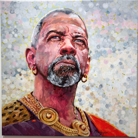 "Macrinus (Denzel)" Olja på duk av Mensur Beslagic 100x100 cm