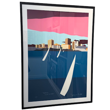 "Auckland, arrival at dusk" Serigrafi av Franco Costa 82x112 cm