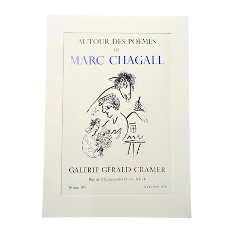 "Autour des Poèmes de Marc Chagall" Litografisk utställningsaffisch av Marc Chagall -1975, 44 x 60 cm